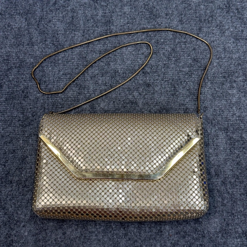 Gold Metal Mesh Clutch‎ Womens Small Chain Strap Party Cocktail Evening Bag